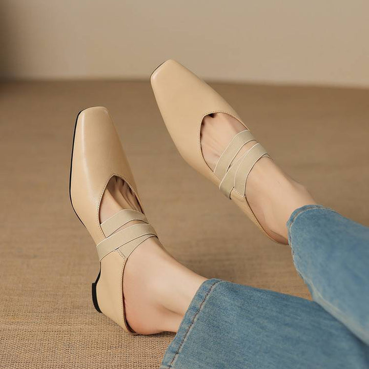 Maren Genuine Leather Square-Toe Mules
