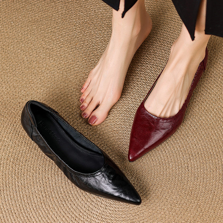 Cela Genuine Leather Pointed-Toe Heels