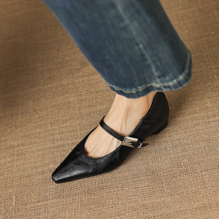 Odet Genuine Leather Mary Jane Flats