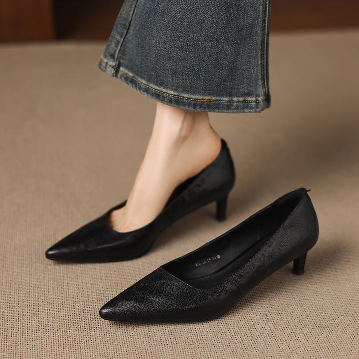 Avia Genuine Leather Pointed-Toe Heels