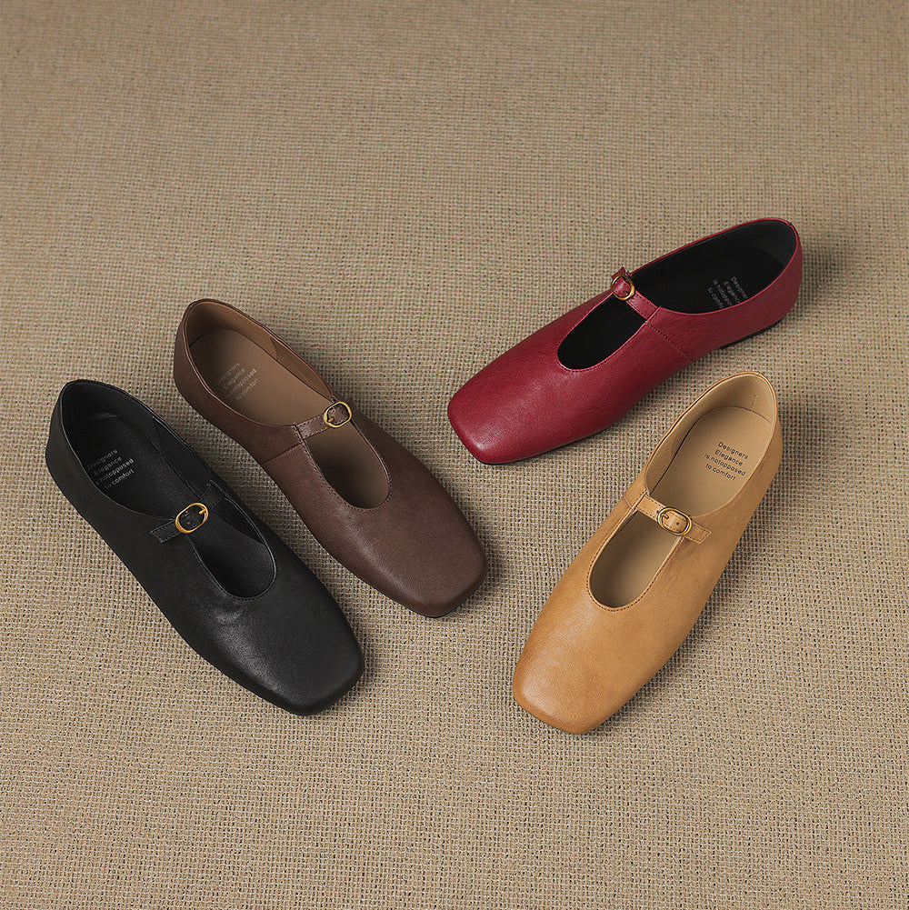 Kleva Genuine Leather Mary Jane Flats
