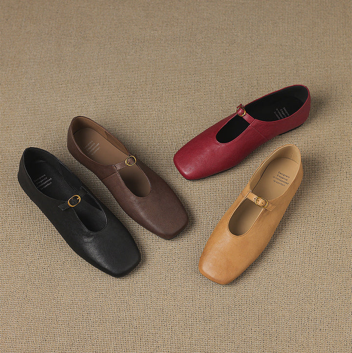 Kleva Genuine Leather Mary Jane Flats