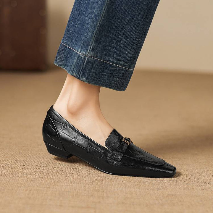Nivan Genuine Leather Belt Strap Loafers