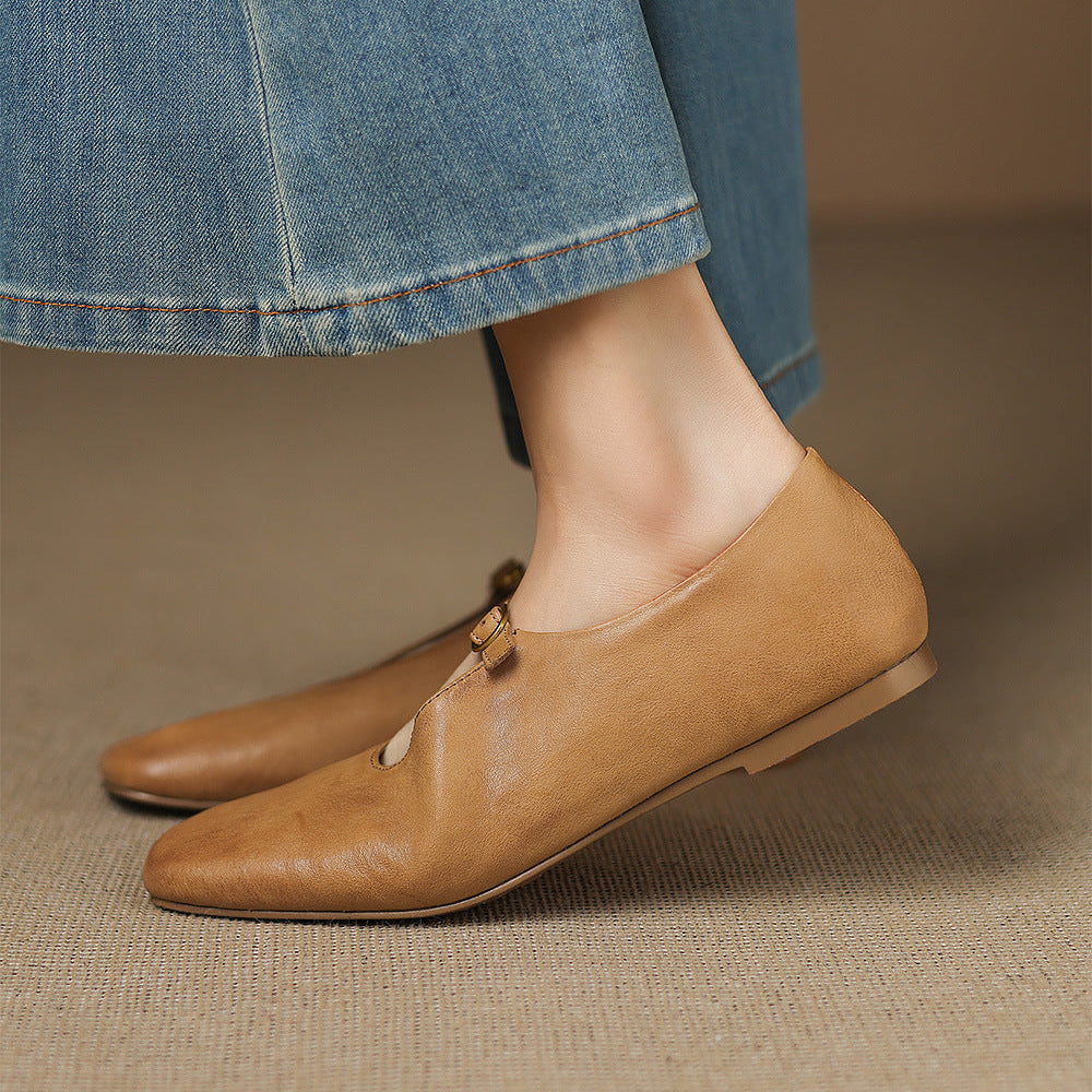 Kleva Genuine Leather Mary Jane Flats