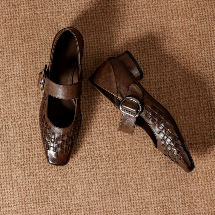 Daria Genuine Leather Mary-Jane Pumps