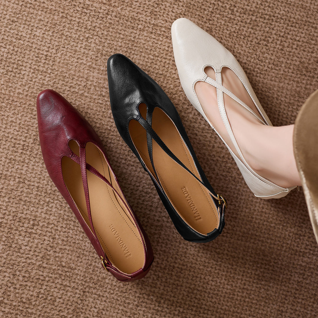 Ciela Genuine Leather Cross Strap Flats