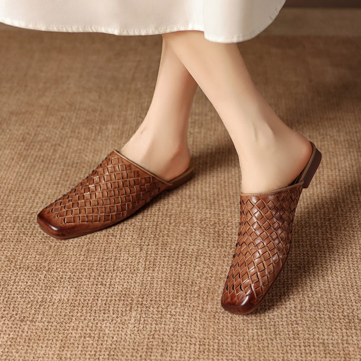 Amani Woven Genuine Leather Slip-On Mule