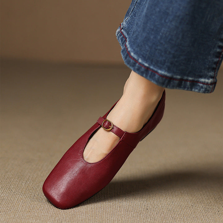 Kleva Genuine Leather Mary Jane Flats