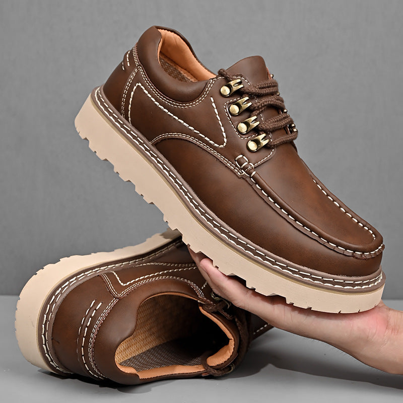 Rowen Genuine Leather Lace-Up Moc Toe Shoes