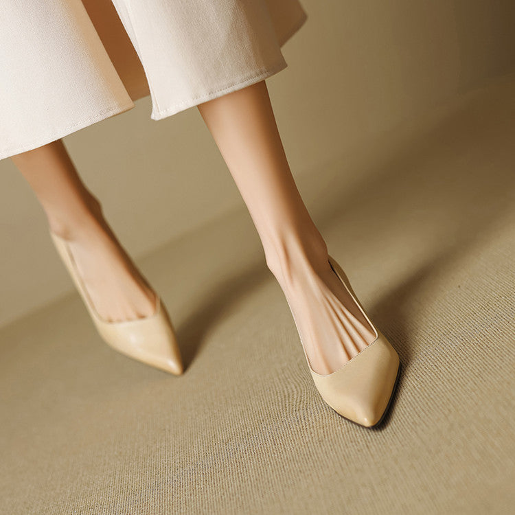 Aurea Genuine Leather Pointed-Toe Heels