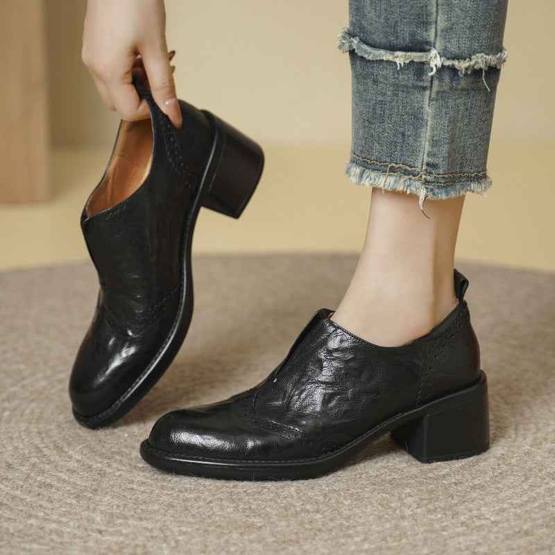 Everett Genuine Leather Wingtip Platform Shoes