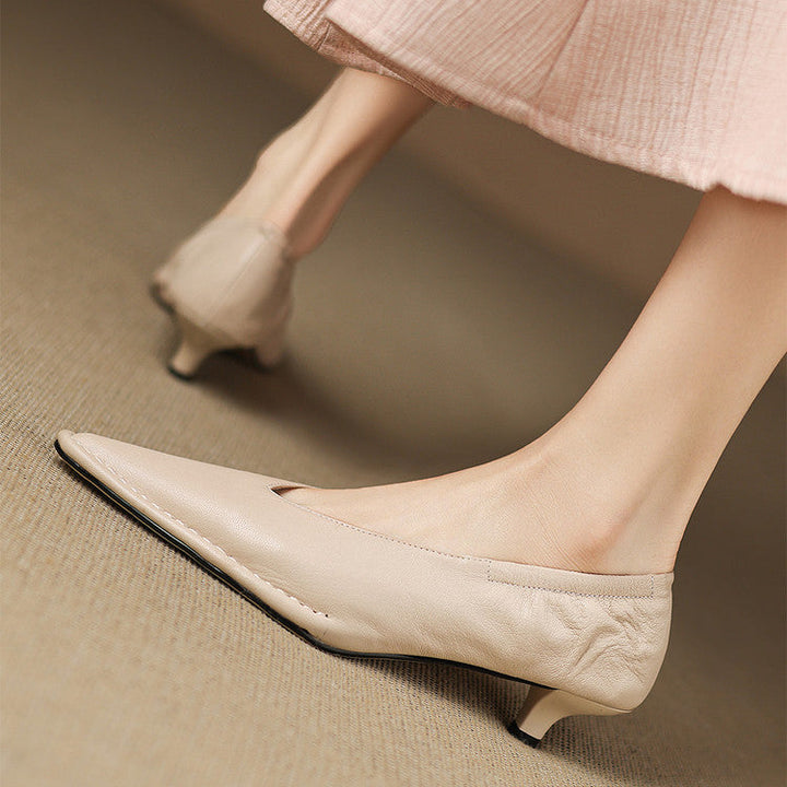 Emma Genuine Leather Pointed-Toe Heels