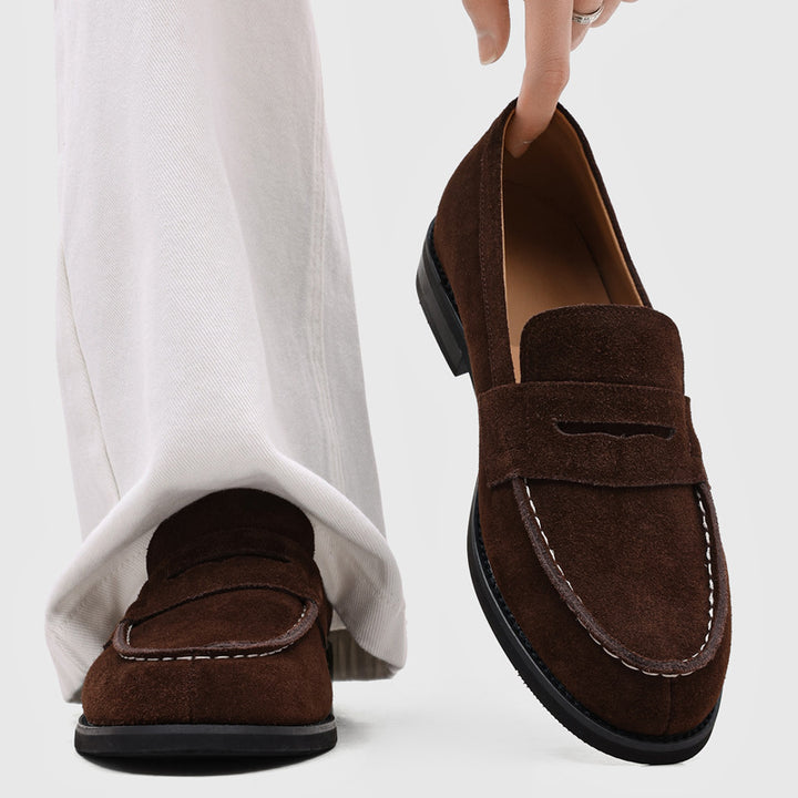 Milan Cowhide Suede Penny Loafers