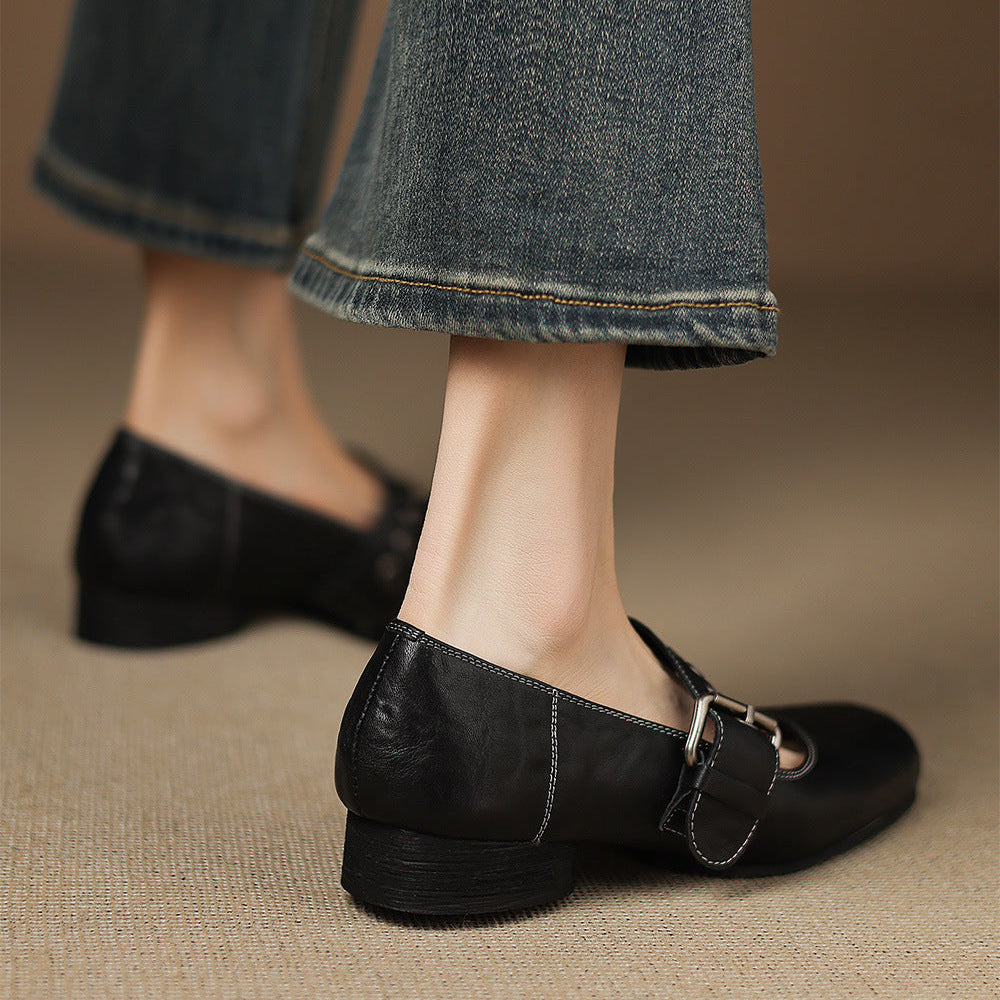 Clera Genuine Leather Mary Jane Pumps