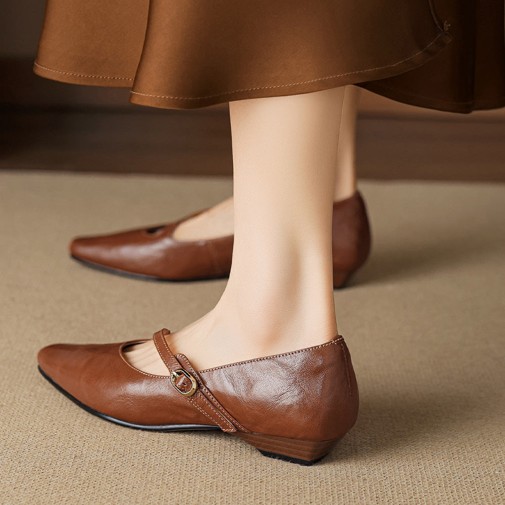 Elaria Genuine Leather Mary Jane Pumps