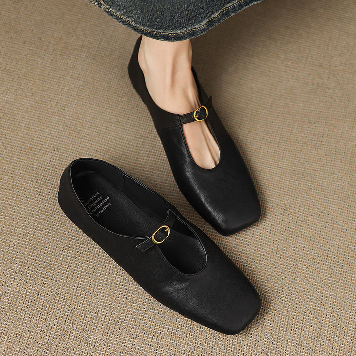 Kleva Genuine Leather Mary Jane Flats