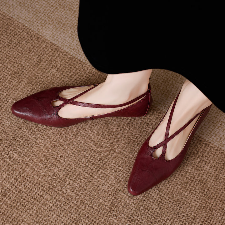 Ciela Genuine Leather Cross Strap Flats