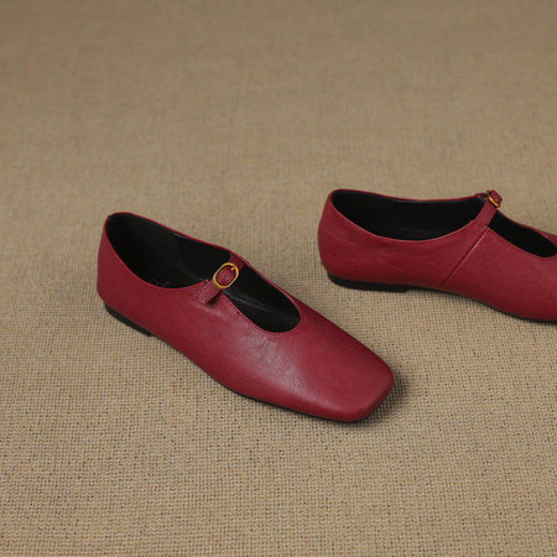 Kleva Genuine Leather Mary Jane Flats