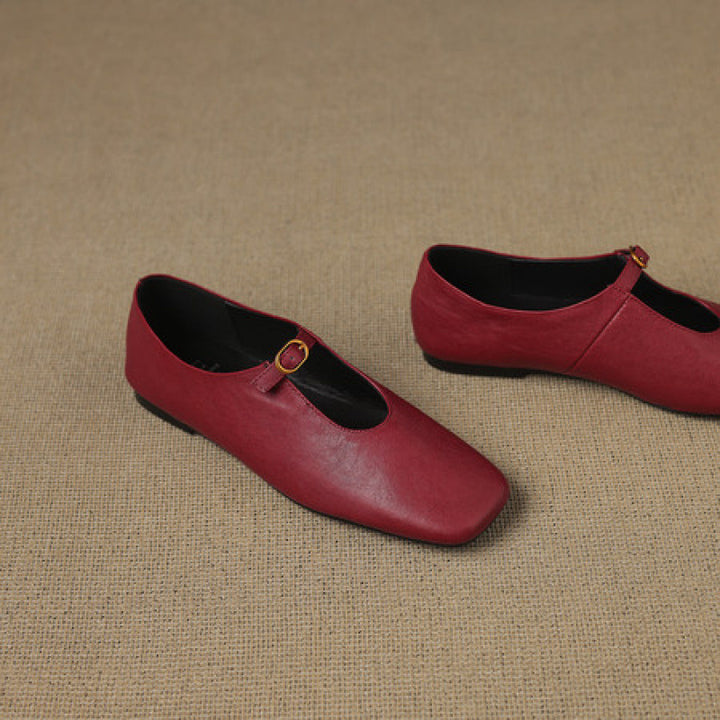 Kleva Genuine Leather Mary Jane Flats