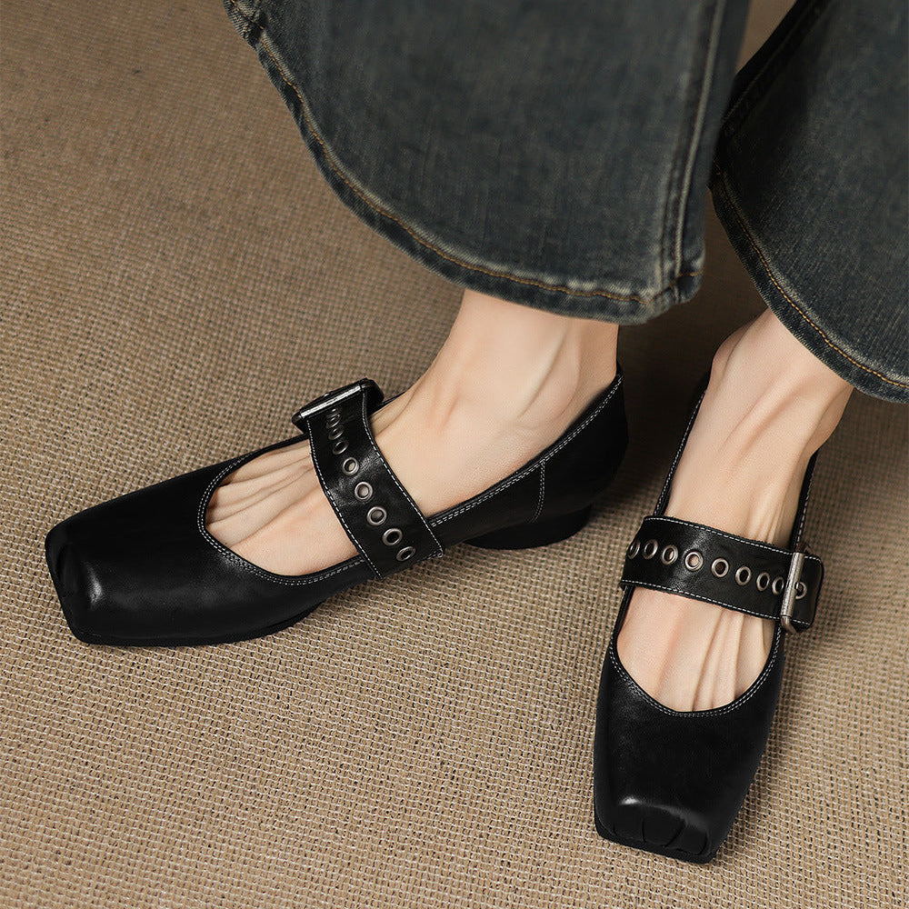 Clera Genuine Leather Mary Jane Pumps