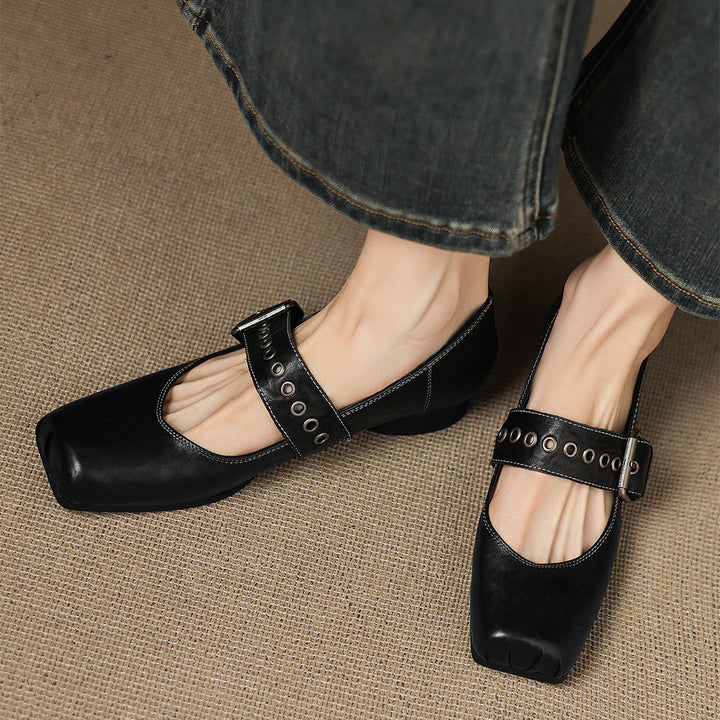 Clera Genuine Leather Mary Jane Pumps