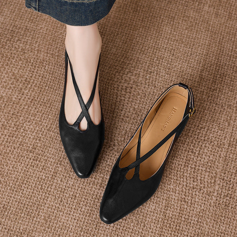 Ciela Genuine Leather Cross Strap Flats