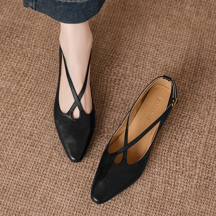 Ciela Genuine Leather Cross Strap Flats