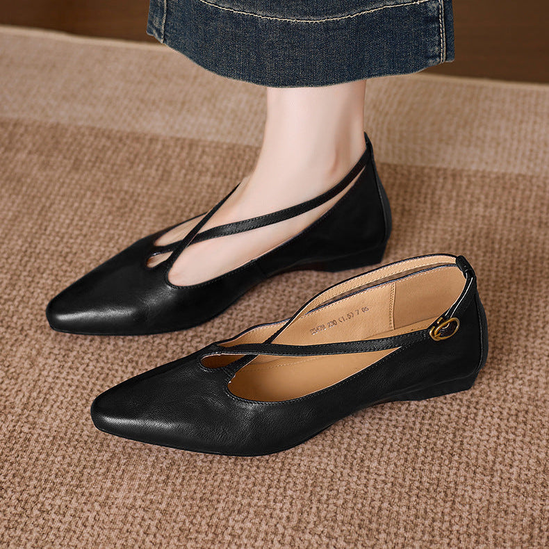 Ciela Genuine Leather Cross Strap Flats