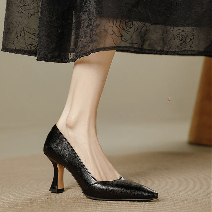 Stera Pointed-Toe Leather Heel Pumps