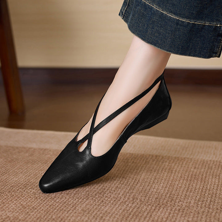 Ciela Genuine Leather Cross Strap Flats