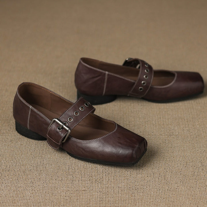 Clera Genuine Leather Mary Jane Pumps