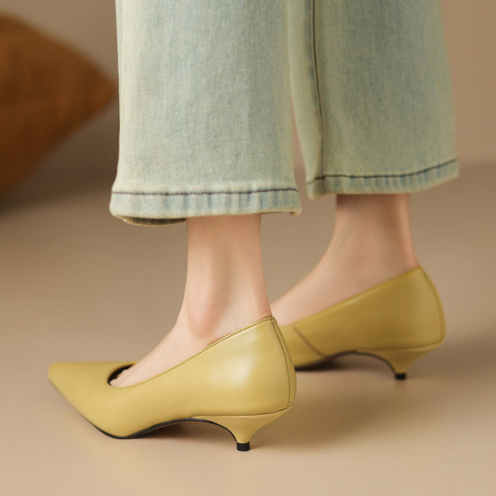 Zera Genuine Leather Pointed-Toe Heel Pumps