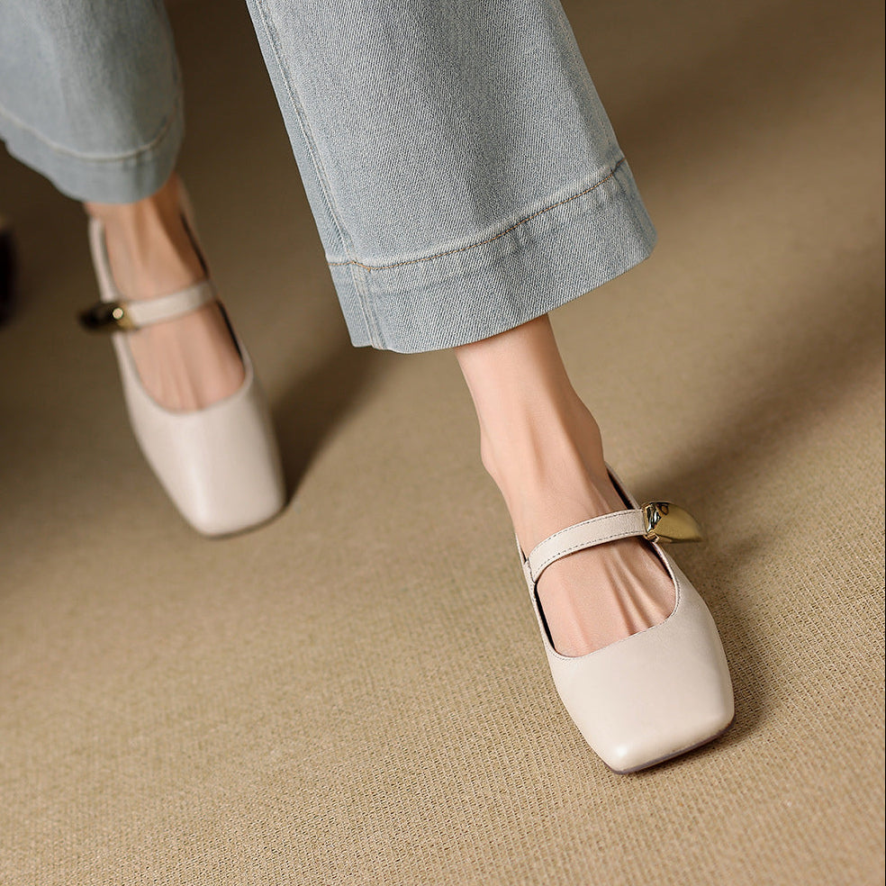 Freya Genuine Leather Mary Jane Flats