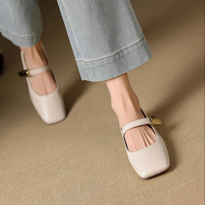 Freya Genuine Leather Mary Jane Flats