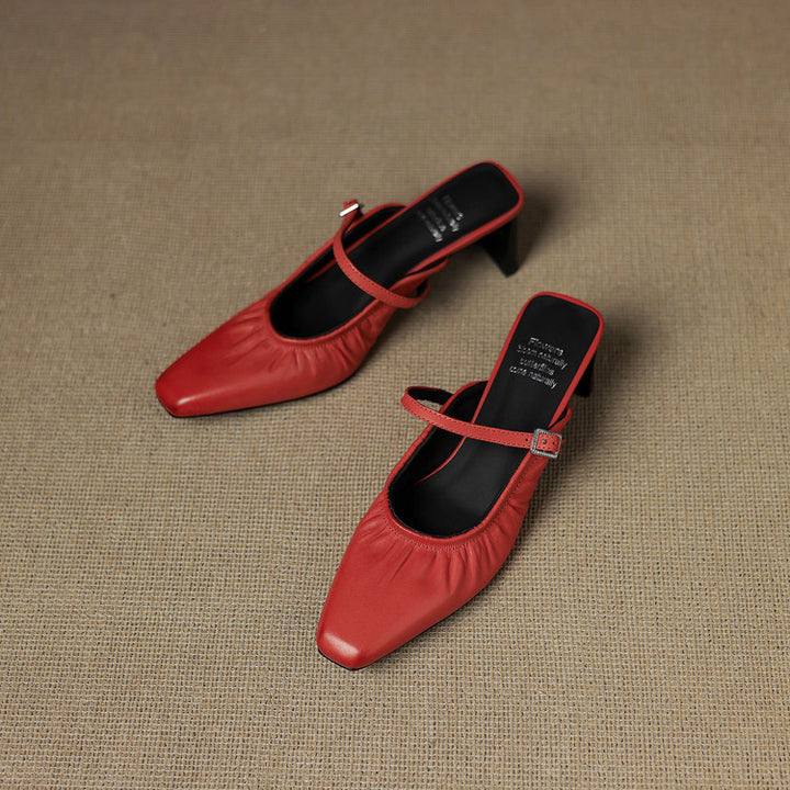 Zeva Genuine Leather Mary Jane Mules
