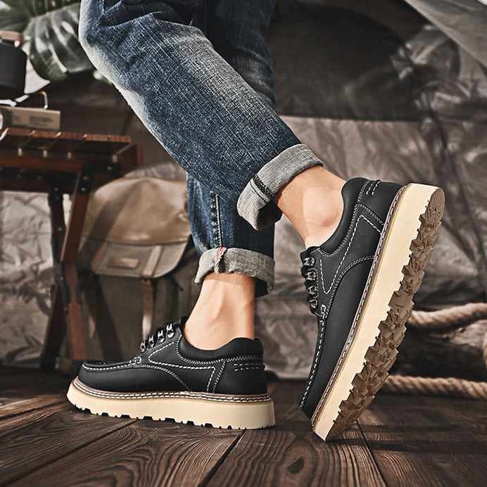 Rowen Genuine Leather Lace-Up Moc Toe Shoes