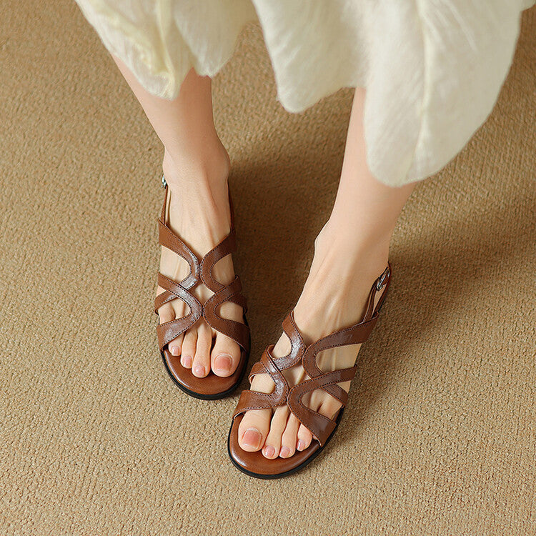 Bellina Genuine Leather Gladiator Slingback Sandals