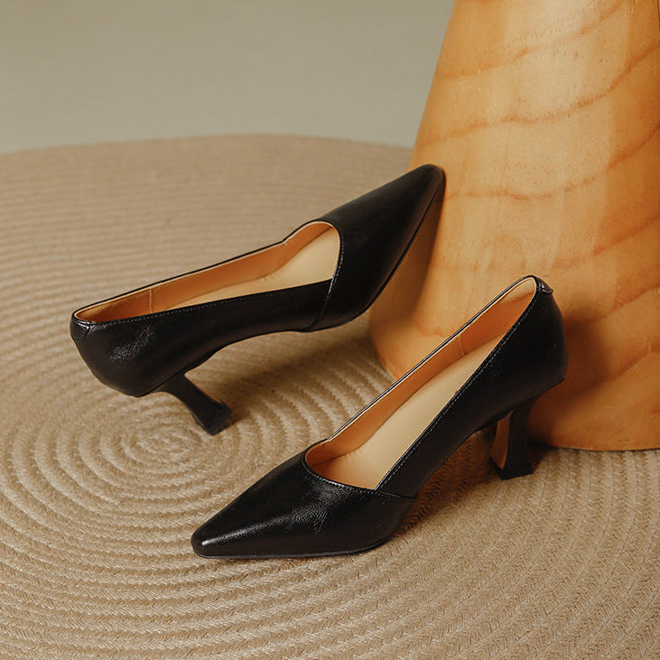 Stera Pointed-Toe Leather Heel Pumps
