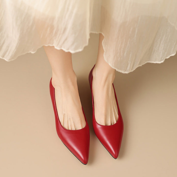 Zera Genuine Leather Pointed-Toe Heel Pumps