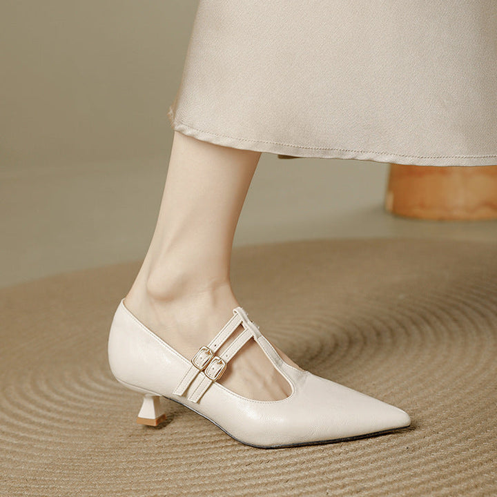 Mirel Genuine Leather T-Strap Pumps