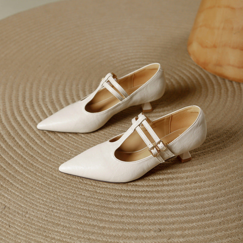 Mirel Genuine Leather T-Strap Pumps