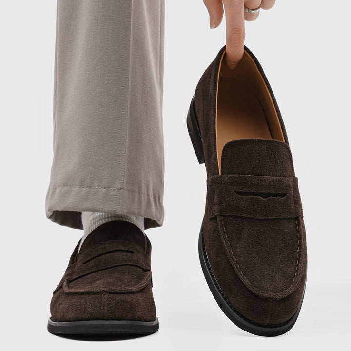 Milan Cowhide Suede Penny Loafers