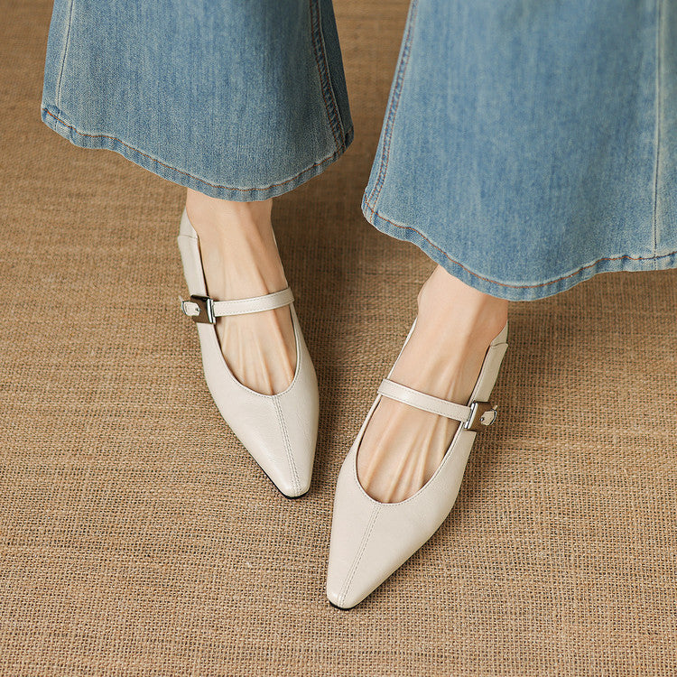 Odet Genuine Leather Mary Jane Flats
