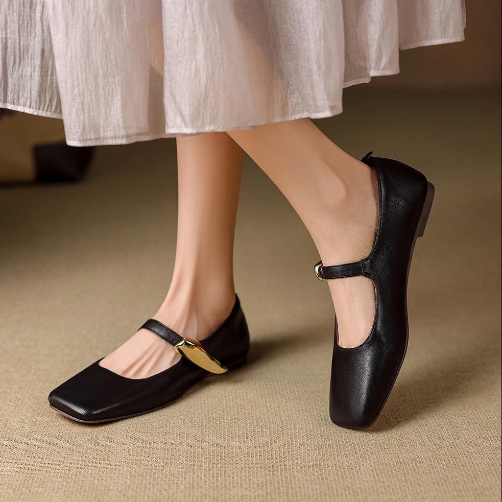 Freya Genuine Leather Mary Jane Flats