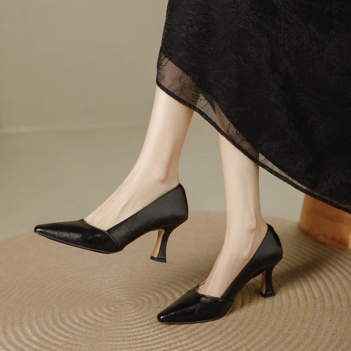Stera Pointed-Toe Leather Heel Pumps