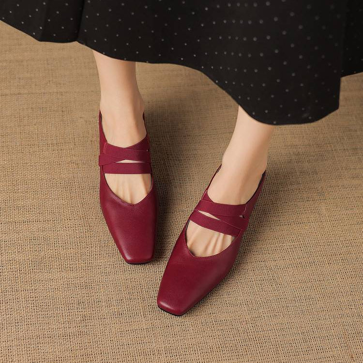 Maren Genuine Leather Square-Toe Mules