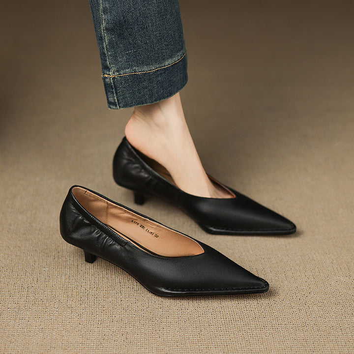 Emma Genuine Leather Pointed-Toe Heels