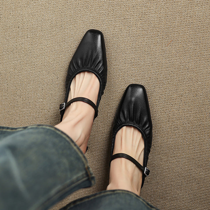 Zeva Genuine Leather Mary Jane Mules
