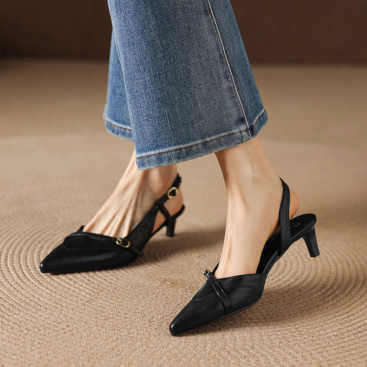 Elise Genuine Leather Pointed-Toe Slingback Heels