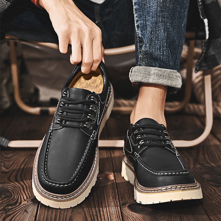 Rowen Genuine Leather Lace-Up Moc Toe Shoes